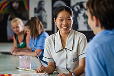 students chatting